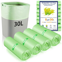 120 x 30 Liter Bin Bags, 23.6 * 25.6 in/8 Gallon Food Waste Bag 5 Roll Kitchen Bin Liners Food Caddy Bag Caddy Bin Liners for for Office Bathroom