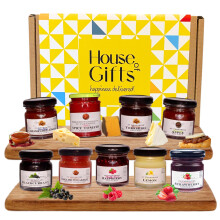Mini Jams & Preserves with Chutney Hamper Gift Set ? 9 x 38g Luxury Jars | Gourmet Food Gift Box | Perfect for Cheese Boards | Sharing Hamper for