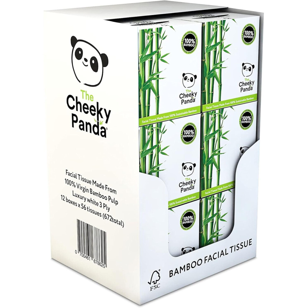 The Cheeky Panda Bamboo Facial Tissues | 12 Cube Tissue Boxes | Soft Face Tissues | Plastic Free Tissues Box Multipack