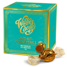 Willie?s Cacao - Milk Chocolate Hazelnut Praline Pearls 150g ? Gift box of 20 individually wrapped pearls filled with silky soft hazelnut praline ?