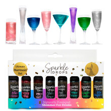 Sparkle Drops Ultimate Mermaid Shimmer Set for Gin, Prosecco, Vodka, Cocktails, Mocktails, 80ml