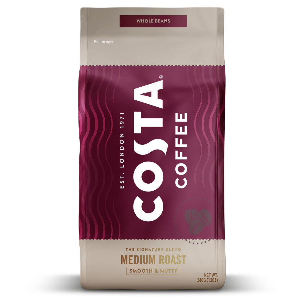 Costa Coffee Whole Bean Coffee, Signature Blend Medium Roast, 12 Oz Each, Rainforest Alliance Certified