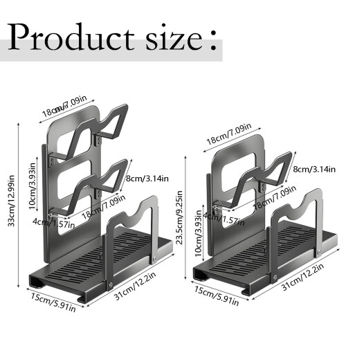 Kitchen Pot Lid Storage Rack with Tray 12.2" x 5.91" x 9.25" 1