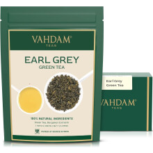VAHDAM, Earl Grey Citrus Green Tea Loose Leaf 100g (50+ Cups) Loose Leaf Earl Grey Green Tea With Pure Bergamot Oil | High Elevation Grown | Vacuum