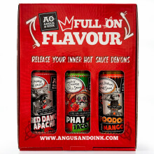 Angus & Oink | Hot Sauce Gift Set | 1 x Hot Apache Red Dawg 1 x Voodoo Mango 1 x Phat Taco Chipotle | Classic Hot Sauce Collection | Set of 3
