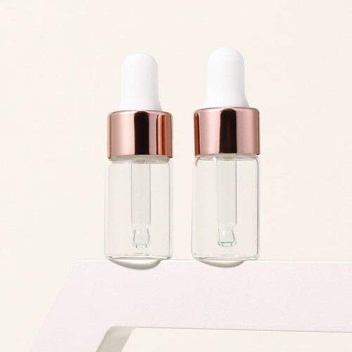 2 τεμάχια 3ml διαφανή/παγωμένα/κόκκινα κενά γυάλινα μπουκάλια με σταγονόμετρο, 1