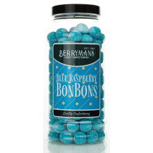 Original Blue Raspberry BonBons Retro Sweets Gift Jar By Berrymans Sweet Shop (Bon Bons) - Classic Sweets, Traditional Taste.