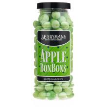 Original Apple BonBons Retro Sweets Gift Jar By Berrymans Sweet Shop (Bon Bons) - Classic Sweets, Traditional Taste.