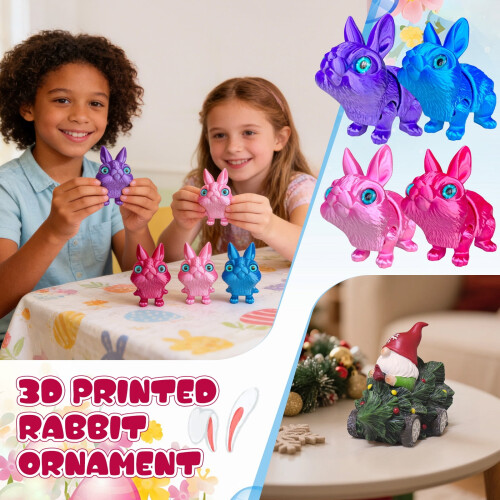 3D påskehare-ornament med bevægelige led - rød 2