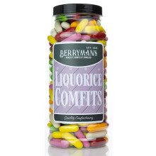 Original Liquorice Comfits Retro Sweets Gift Jar By Berrymans Sweet Shop - Classic Sweets, Traditional Taste.