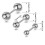 Screw Ball Back Piercing Stud Stainless Steel Ear Stud 3