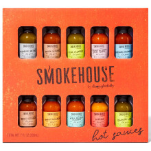 Smokehouse by Thoughtfully, Gourmet Hot Sauce Gift Set, Hot Sauce Variety Pack, Husband Dad Men Birthday Gift Basket for Him, Set of 10