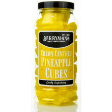 Original Chewy Centred Pineapple Cubes Cola Cubes Retro Sweets Gift Jar by Berrymans Sweet Shop - Classic Sweets, Traditional Taste.