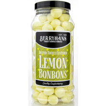 Original Dusted Toffee Centered Lemon BonBons Retro Sweets Gift Jar By Berrymans Sweet Shop (Bon Bons) - Classic Sweets, Traditional Taste.