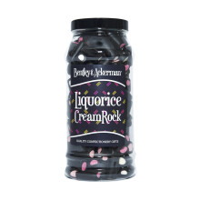 Liquorice Cream Rock Sweets - (620g) Original Retro Liquorice Cream Rock Sweets Gift Jar By Bentley & Ackerman's Sweet Shop.