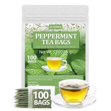 ULTHMOK Premium Peppermint Tea Bags, 100 Tea Bags, 100% Natural Peppermint Leaves, No Additives & Caffeine Free