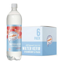 Nexba Strawberry & Peach Water Kefir, All Natural, Sugar Free, 1 Litre (Pack of 6) - All Natural, Sugar Free & Healthy Beverage