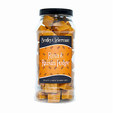 Rum and Raisin Fudge - (520g) Original Rum and Raisin Fudge in a Gift Jar By Bentley & Ackerman's Sweet Shop.