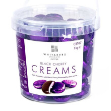 Whitakers Dark Chocolate Creams - Purple Foiled Fondant Cremes Plastic Tub (Black Cherry, 1kg)