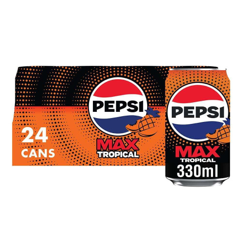 Pepsi Pepsi Max Tropical, 330ml Cans (Pack of 24)