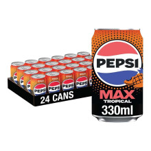 Pepsi Max Tropical Wholesale, 330ml Cans (Pack of 24)