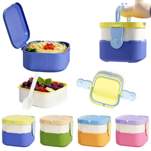 Contenitore bento a doppio strato con coperchio adatto al microonde. 2
