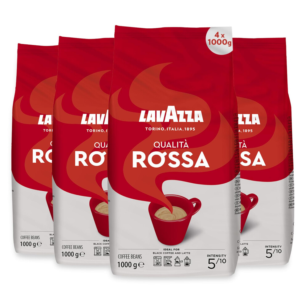 Lavazza Qualit? Rossa Coffee Beans, Medium Roast, 1 Kg Each, 4-Pack