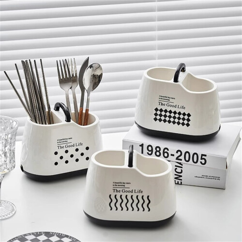 Kitchen Tableware Holder Plastic Counter Chopsticks Spoon Spatula Tool Cutlery Container Storage Container with Drainage Hole 1
