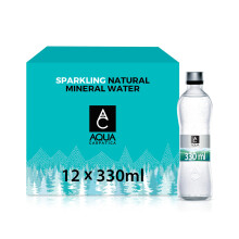 AQUA Carpatica Glass 330ml x 12 - Pure Natural Sparkling Mineral Water for Optimal Hydration, Nitrate-Free, Abundant in Calcium & Magnesium, Naturally