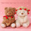 Teddybär-Plüschtier mit rotem Rosenstrauß 2