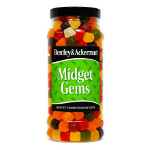Midget Gems Sweets - (725g) Original Retro Midget Gems Sweets Gift Jar By Bentley & Ackerman's Sweet Shop.