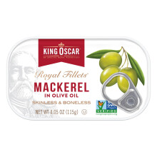 King Oscar Skinless & Boneless Mackerel Fillets in Olive Oil, 4.05-Ounce Cans (Pack of 1)