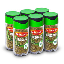 Schwartz Oregano 7 G , Jar , Pack of 6 , Natural Colour and Taste , Rich Flavour & Aroma , Subtle Lemony Notes , Mediterranean Cuisine Essential ,