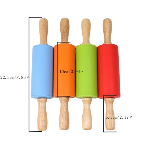 Mini rolo de silicone com cabo de madeira, 23 cm 2