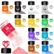 Edible Glitter Set - Luster Dust Edible Set 12 Colours - Metallic Shimmer Food Grade Coloring Glitter Dust Powder Edible Dusting Powder for Drinks,