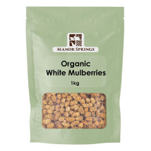 Organic Sun Dried White Mulberries 1kg by Manor Springs Organic