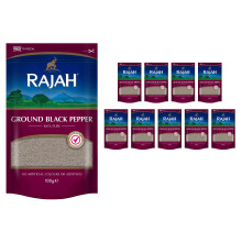 Rajah Spices Ground Black Pepper | Pepper | Piper Nigrum | Gola Marica | Kaalee Mirc | Kali Mari | Kaali Mirch | Kali Mirch | (10 x 100g)