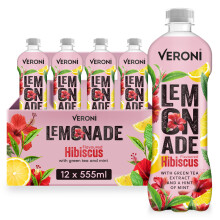 Veroni Hibiscus Lemonade with Green Tea and Mint, 12 x 555ml Bottles? Light, Floral & Cooling Beverage