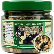 Natural Health 4 Life Dried Fruit and Mixed Nuts 500g ? Whole Walnuts, Cashews, Almonds, Pecans with Jumbo Flame Raisins and Golden Raisins ? Vegan &