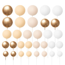 The Baked Studio - 32 Pieces Cake Decorating Balls With 4 Sizes In Pack - White, Gold, Lemon & Ivory Beige (Mixed Colour Bundle 6)