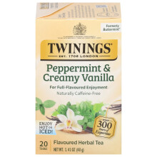 Twinings of London Tea Herbal Buttermint, Caffeine Free Peppermint Tea Blend with Natural Mint and Vanilla Flavor, 20 Individually Wrapped Tea Bags