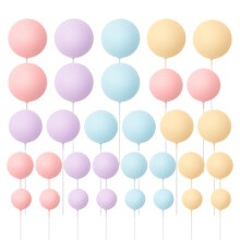 The Baked Studio - 32 Pieces Cake Decorating Balls With 4 Sizes In Pack - Lilac, Light Pink, Lemon & Light Blue (Mixed Colour Bundle 9)