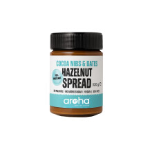 Aroha Hazelnut Spread with Cocoa Nibs & Dates, 73% Hazelnuts, No Palm Oil, No Added Sugar, Vegan, Soy-Free, Gluten-Free, Smooth & Healthy ? Perfect
