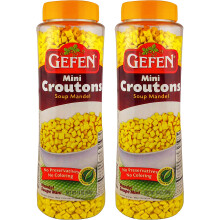 Gefen Mini Croutons Soup Mandel 400g (Pack of 2) Toasted Soup Crackers in a Resealable Container, No Preservatives, No Colouring, Certified Kosher