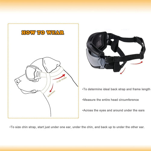 Hunde-Sonnenbrille mit UV-Schutz, verstellbare Passform, mittelgroß 2