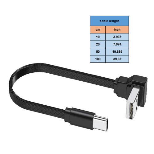 Καλώδιο φόρτισης USB C 90 μοιρών/ίσιο Καλώδιο γρήγορης φόρτισης USB C σε USB A Μεταφορά 2