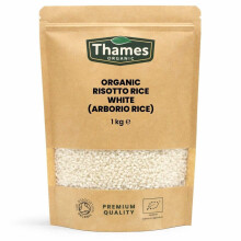 Organic Risotto Rice - Certified Organic, Non-GMO, Vegan, No Additives, No Preservatives, Resealable Bag by Thames Organic 1kg