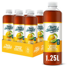 Harry Brompton?s Lemon & Lime Iced Tea (6 x 1.25L Bottles) ? Refreshing ? British Brewed ? Made with Black Tea & Real Lemon & Lime Juice ? Low
