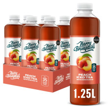 Harry Brompton?s Peach Iced Tea (6 x 1.25L Bottles) ? Refreshing ? British Brewed ? Made with Black Tea & Real Peach Juice ? Low Calorie, No