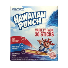 Hawiian Punch Powdered Drink Singles Variety Pack- Fruit Juicy Red, Berry Blue Typhoon, Wild Purple Smash (30 Sticks)
